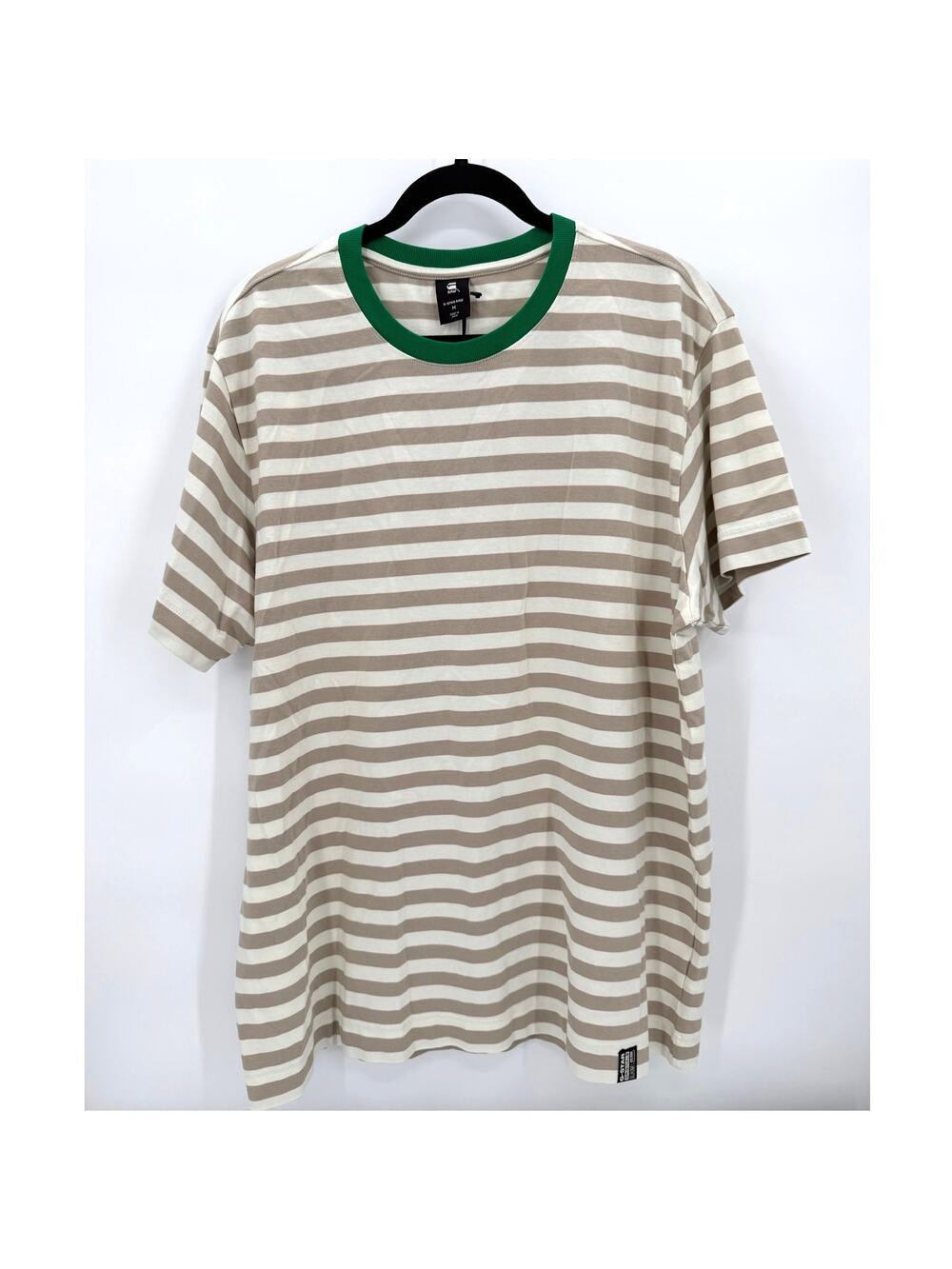 NWT G-Star RAW Essential Milk/Spray Green Stripe Loose T-Shirt Size M